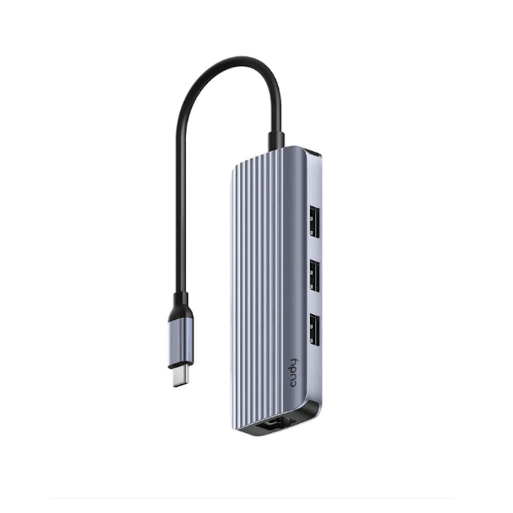 Роутер Cudy  UH606 PortMate USB-C 6-in-1 Hub 4K 60Hz HDMI Gigabit LAN 3x USB-A Power Input Grey