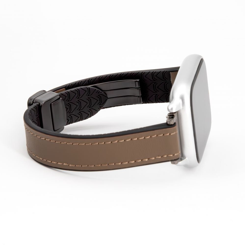 Strap Connect  20mm Silicone Leather Watch Strap with Magnetic Wine Red