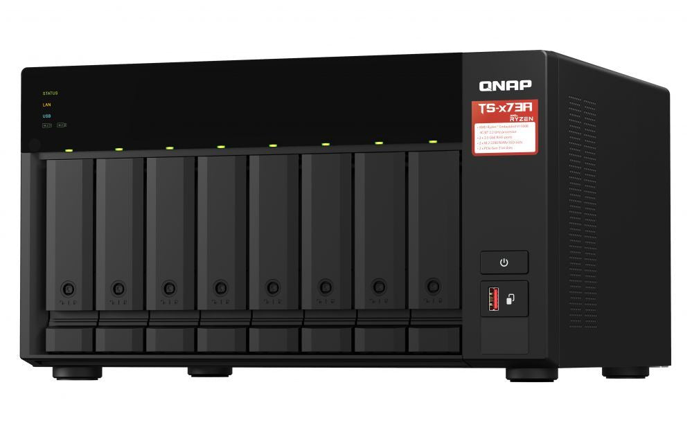 Mälupulk QNAP  8-Bay QTS and QuTS hero NAS TS-873A-8G Up to 8 HDD/SSD Hot-Swap, Ryzen V1500B Quad-Core, Processor frequency 2.2 GHz, 8 GB, DDR4, 2x2.5GbE, 3xUSB Type-A 3.2 Gen 2, 1xUSB Type-C 3.2 Gen 1, 2xPCIe, 2xM.2 2280 PCIe Gen3 x1