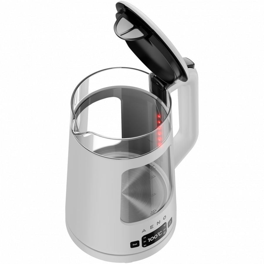 Veekeetja AENO  AENO Electric Kettle EK6: 1850-2200W, 2L, Strix, Square-shaped body, Transparent lid, High Resistant Glass, LED-Illumination, Auto Power Off, Dry tank Protection