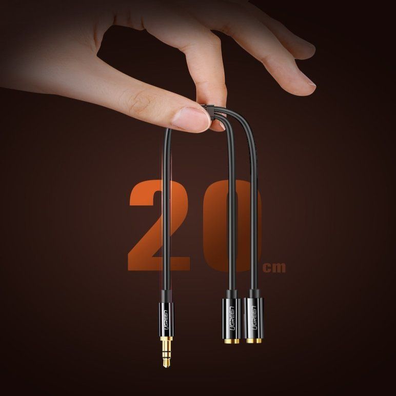 Kaabel Ugreen  cable 3.5 mm headphone splitter mini jack AUX 25cm black (20816) Black