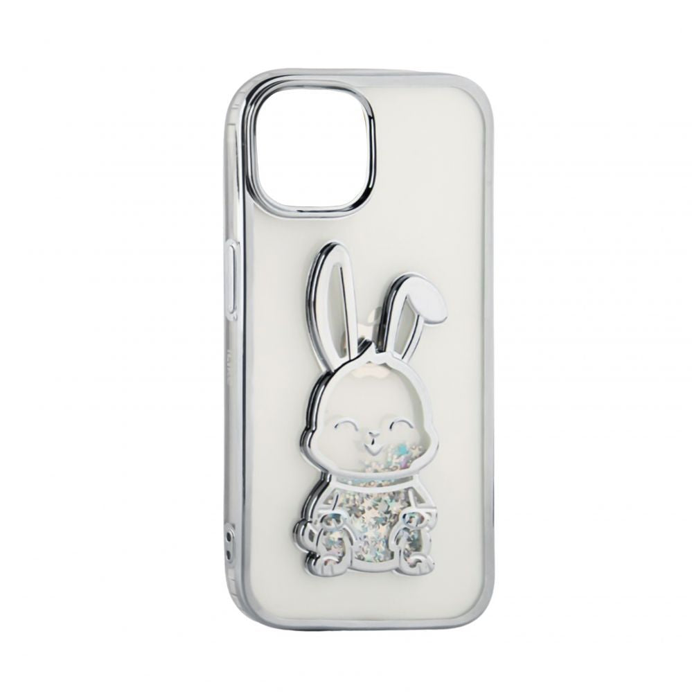 Tagakaaned iLike Apple iPhone 15 Silicone Case Print Desire Rabbit Silver