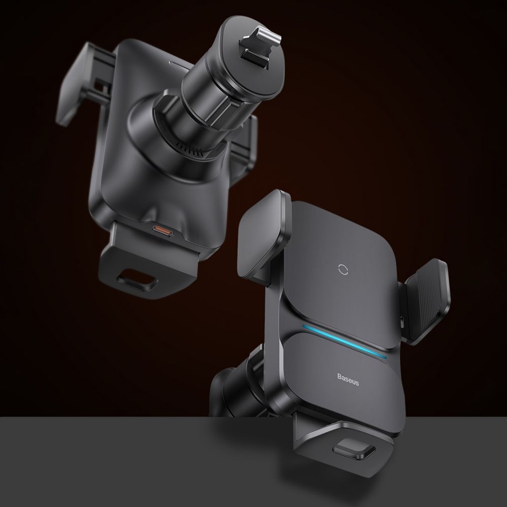 Adapter Baseus Baseus Wisdom Inductive Charger Car Phone Holder for Grille Black (CGZX000001)