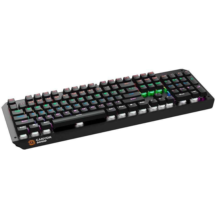 Arvuti klaviatuur Canyon  CANYON Hazard GK-6, Wired multimedia gaming keyboard with lighting effect, 108pcs rainbow LED, Numbers 104keys, RU+EN double injection layout, cable length 1.8M, 450.5*163.7*42mm, 0.90kg, color black