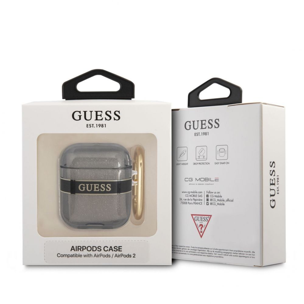 Korpus kõrvaklappidele Guess Apple Airpods 1/2 TPU Printed Stripe Case Black