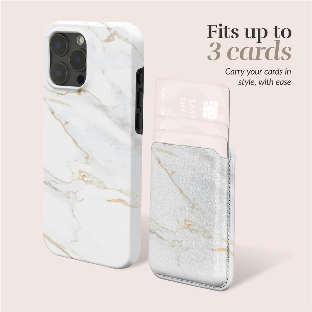 Tagakaaned Mio  MIO White Marble Magsafe Case Compatible Card Holder