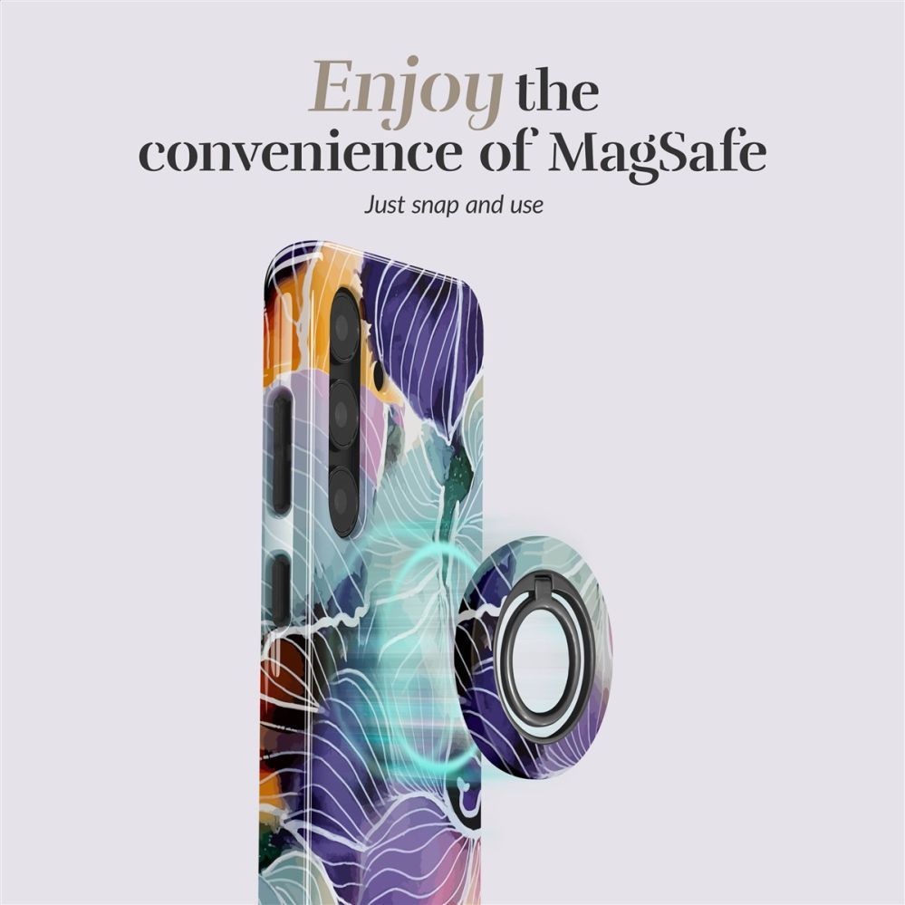 Back panel cover Mio  MIO Flowers Magsafe Case Compatible Ring Holder