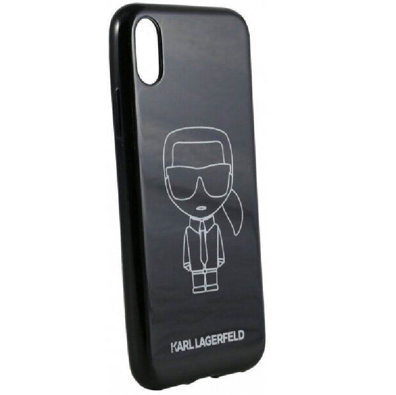 Tagakaaned Karl Lagerfeld  iPhone XR PC/TPU Glitter Ikonik White Outline Black