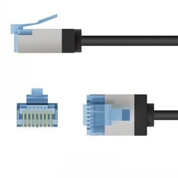 Cable Goobay  GOOBAY ULTRA-FLEX CAT6A VERKKOKAAPELI, 0.5M, U/FT, LSZH, SLIM, EXTRA-SHORT PLUGS, BLACK