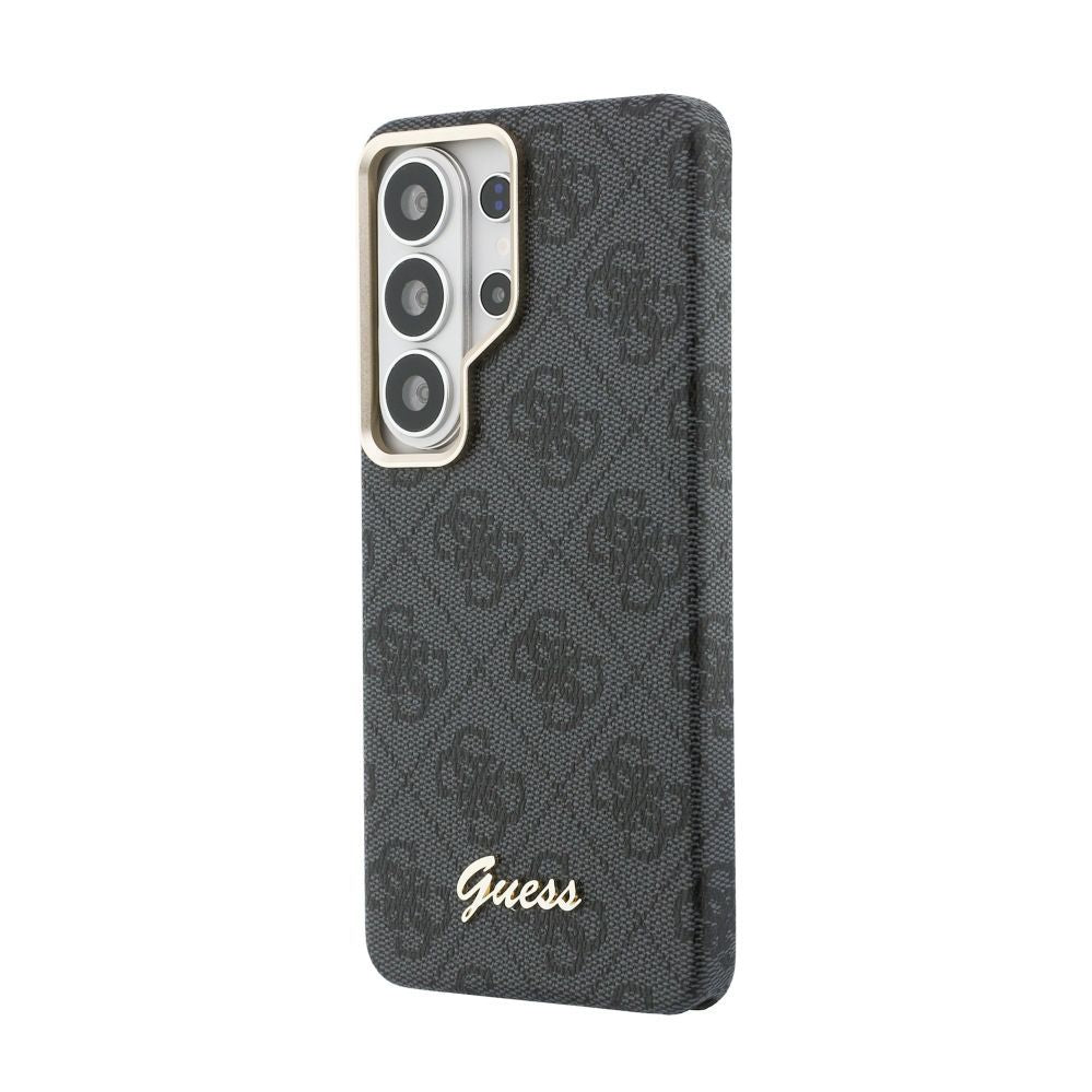 Чехол универсальная книжка Guess Samsung Galaxy S26 Ultra PU 4G Script Metal Logo With MagSafe Case Black