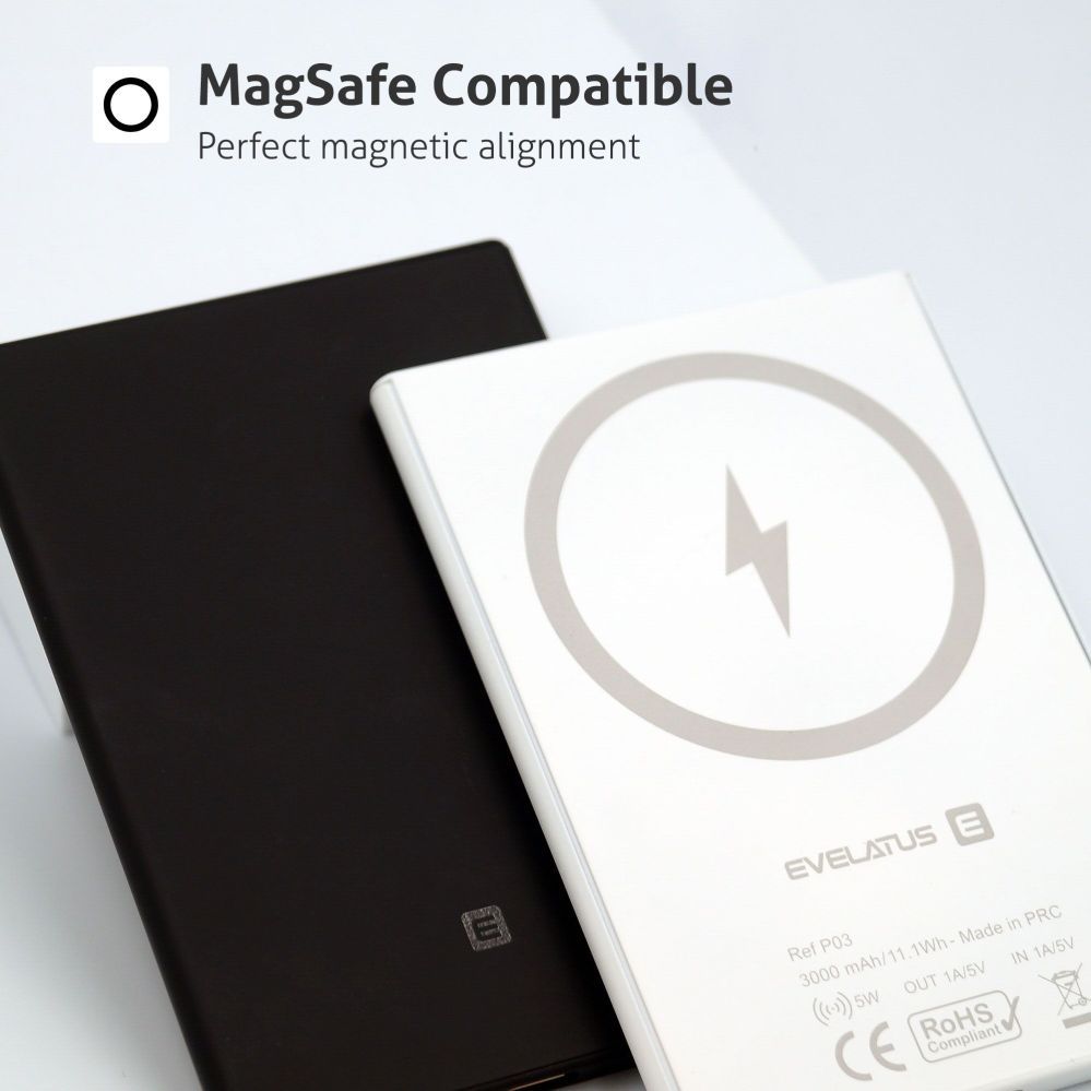 Väline aku Evelatus  Evelatus 3000mAh Power Bank Super Slim With Wireless charging EVEP03PBSSB Black