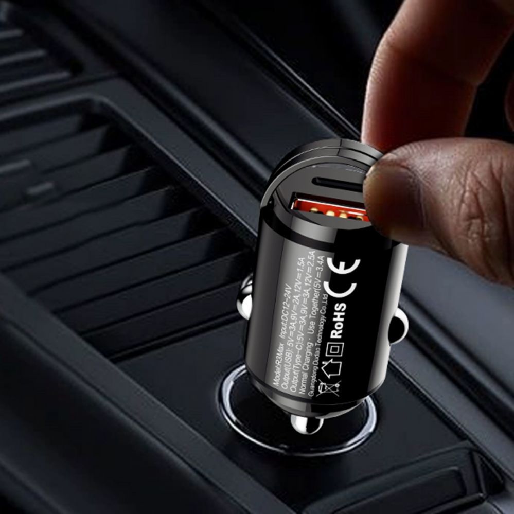 Адаптер Dudao  Dudao R3MAX 48W QC PD mini car charger - black
