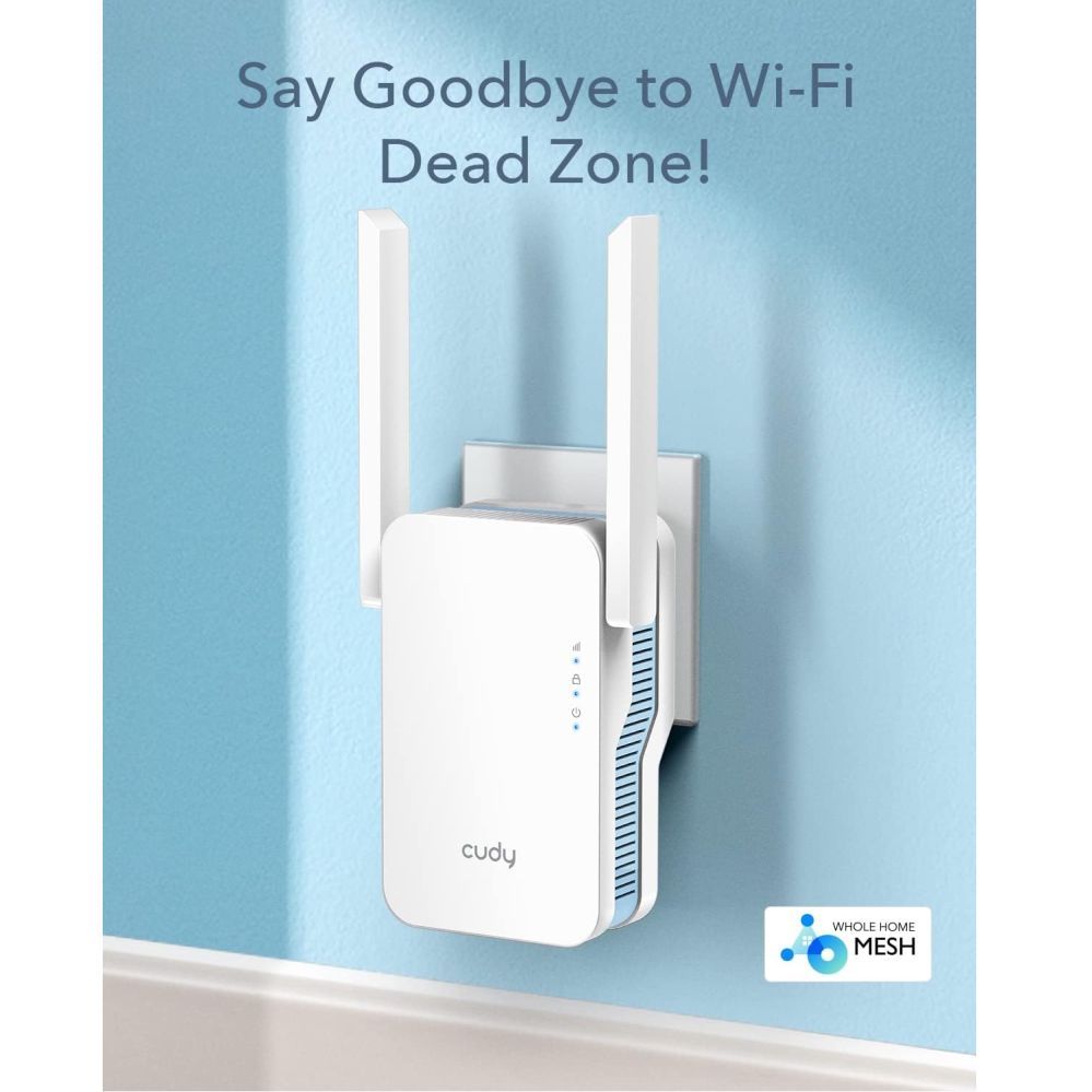 Ruuterid Cudy  RE1200 MeshFlex AC1200 WiFi Mesh Repeater Dual Band AP Mode WPS Signal Light Cudy App White