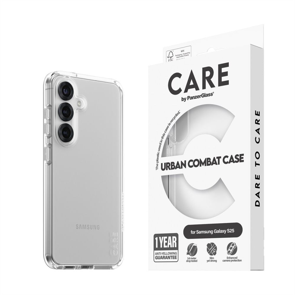 Чехол на заднюю панель PanzerGlass  CARE by PanzerGlass Flagship Case Urban Combat w. Clear Frame Samsung Galaxy S25, Transparent