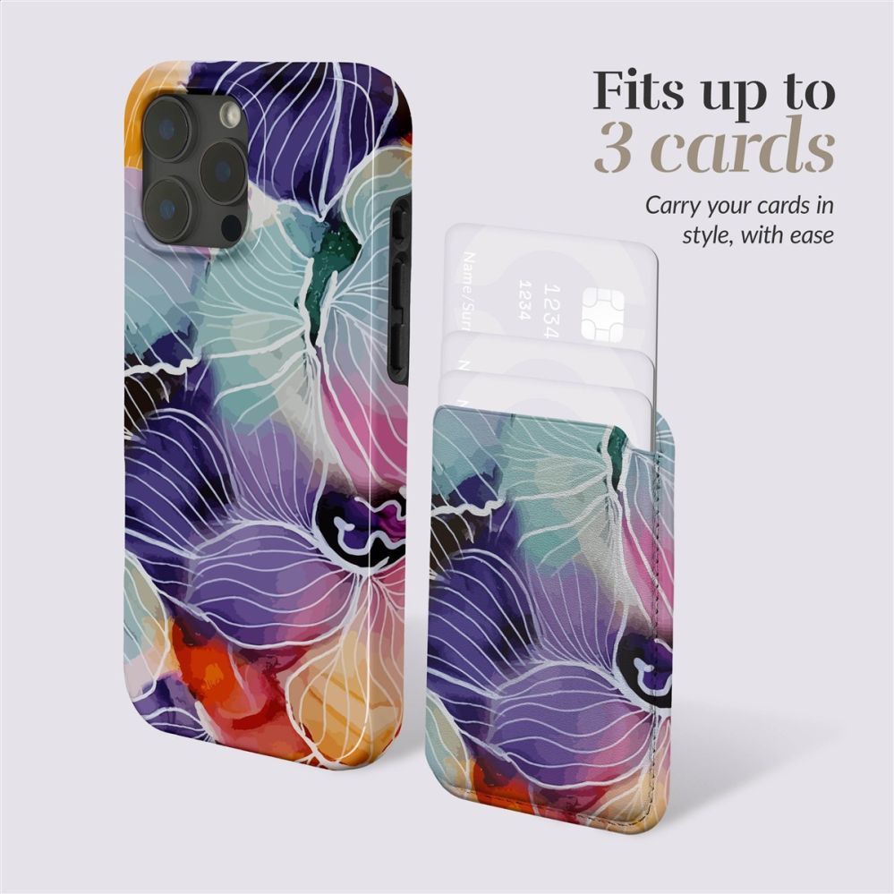 Back panel cover Mio  MIO Flowers Magsafe Case Compatible Card Holder