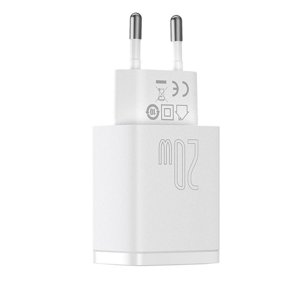 Adaptrid Baseus  Baseus Compact fast charger USB / USB Type C 20W 3A Power Delivery Quick Charge 3.0 white (CCXJ-B02) White
