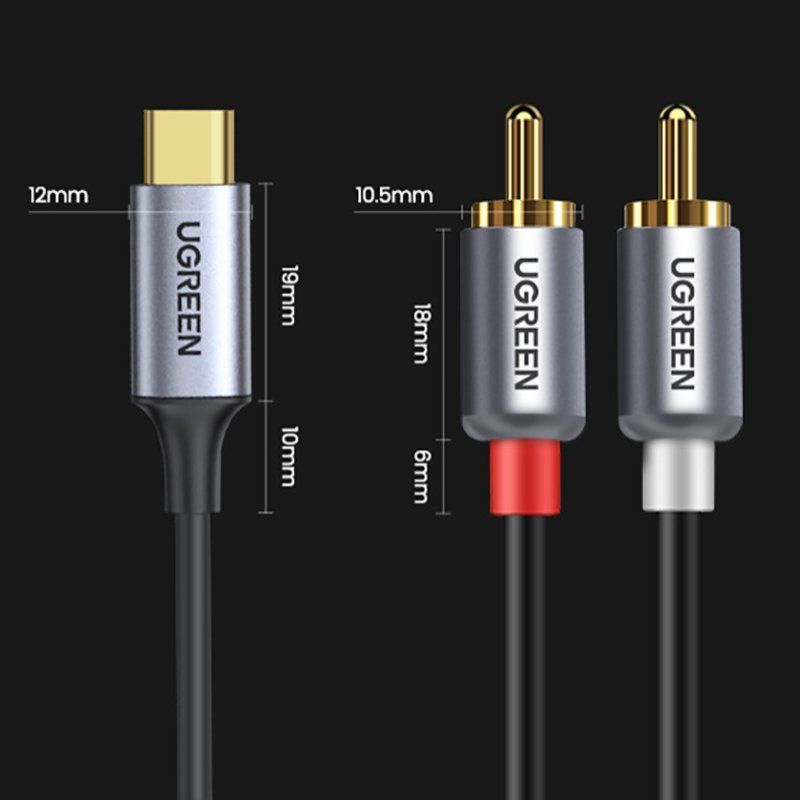 Cable Ugreen  Ugreen audio cable USB Type C (male) - 2RCA (male) 1.5m gray (20193 CM451)