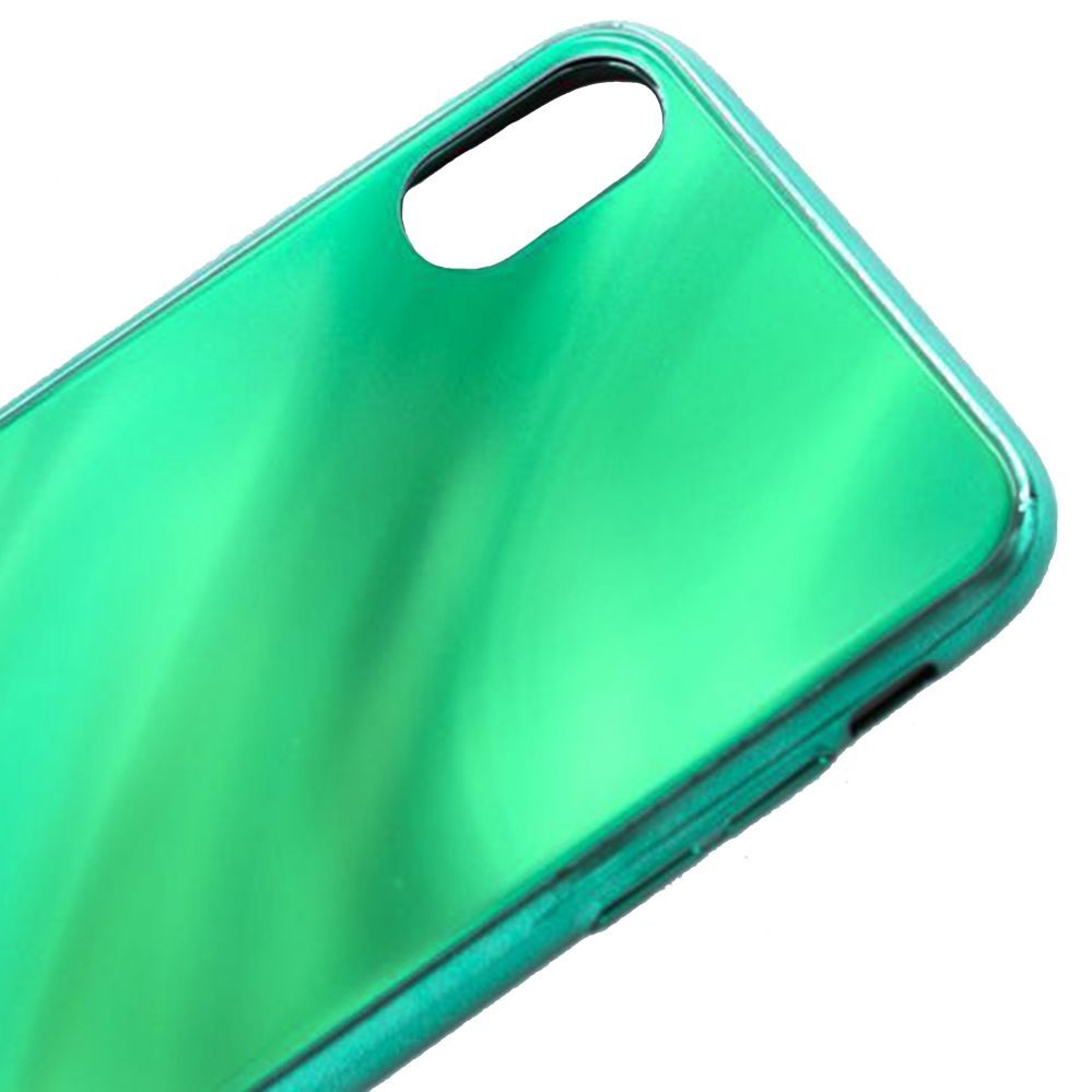 Чехол на заднюю панель Evelatus Apple iPhone X/XS Water Ripple Full Color Electroplating Tempered Glass Case Green