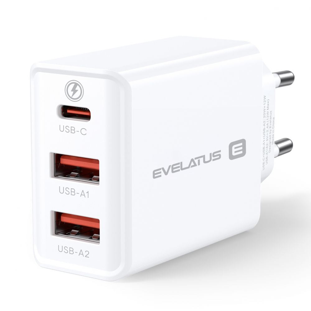 Адаптер Evelatus  Evelatus Travel Charger EU Wall 3 Ports 32W USB-C / USB-A2 ETC06 White