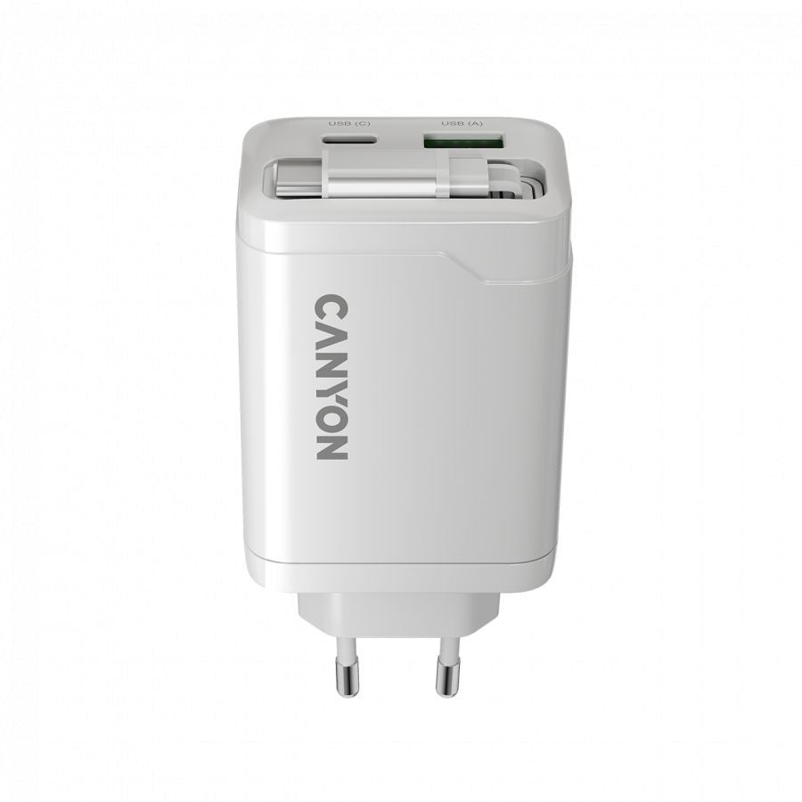 Adaptrid Canyon  CANYON charger OnCharge 65RC Build-In Cable USB-C 65W 1xPD 1xQC EU White