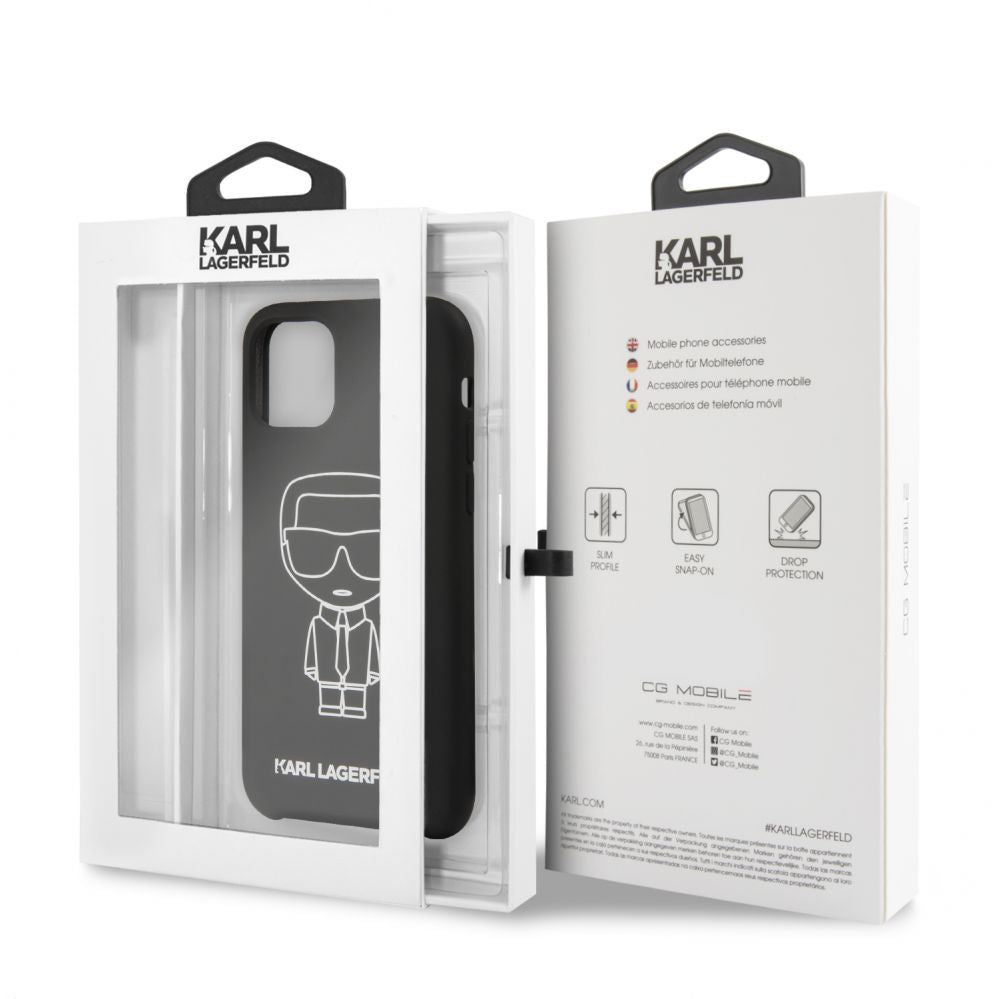 Tagakaaned Karl Lagerfeld Apple iPhone 11 Pro Silicone Ikonik White Outline Black