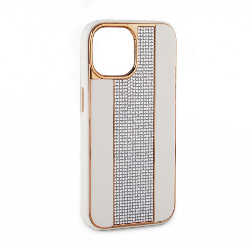 Tagakaaned iLike Apple iPhone 15 Pro Diamonds and Leather Case White