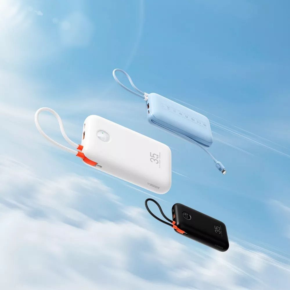 Väline aku Veger  Powerbank Veger K2 (W2068) PD QC3.0 35W 20000 mAh with built-in Type C cables / Lightning black
