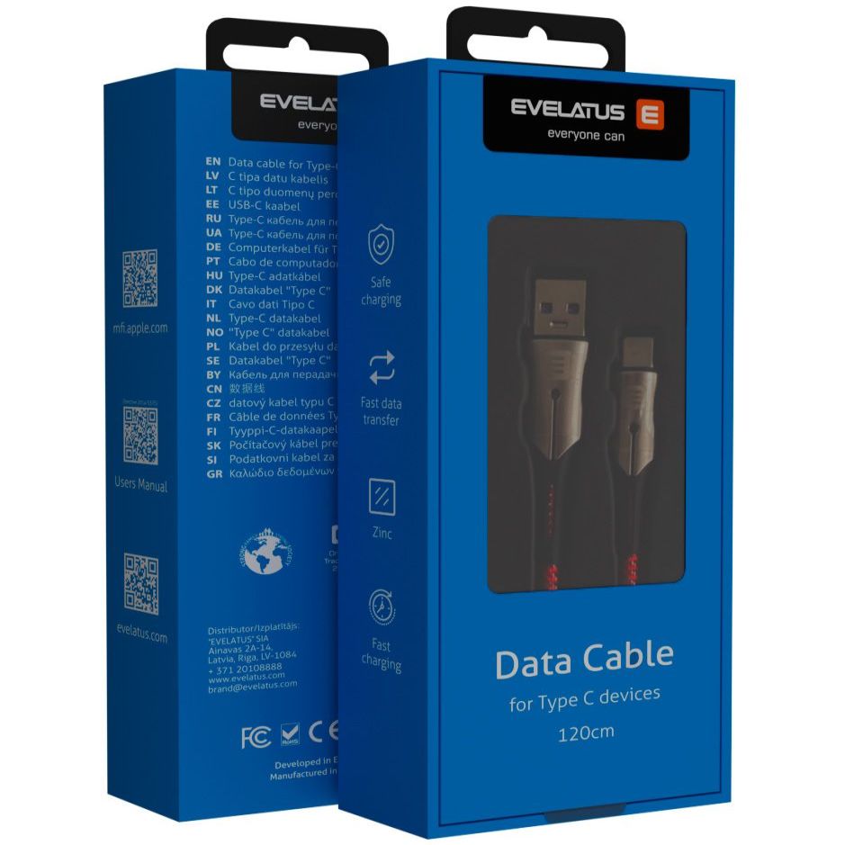 Кабель Evelatus - Type-C Data Cable TPC02 Black