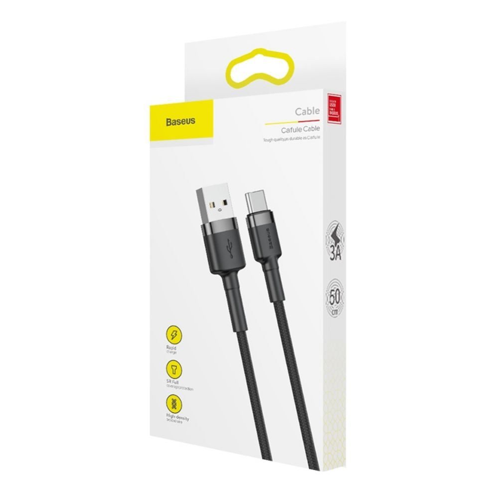 Kaabel Baseus  Baseus Cafule USB-A / USB-C QC 3.0 3A cable 0.5 m - black-gray