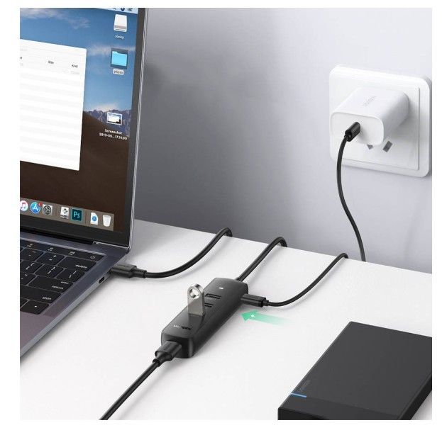Üleminek Ugreen  4-in-1 USB HUB - 4x USB Type A 3.0 PD DC 12V 0.25m black (CM416 10915) Black