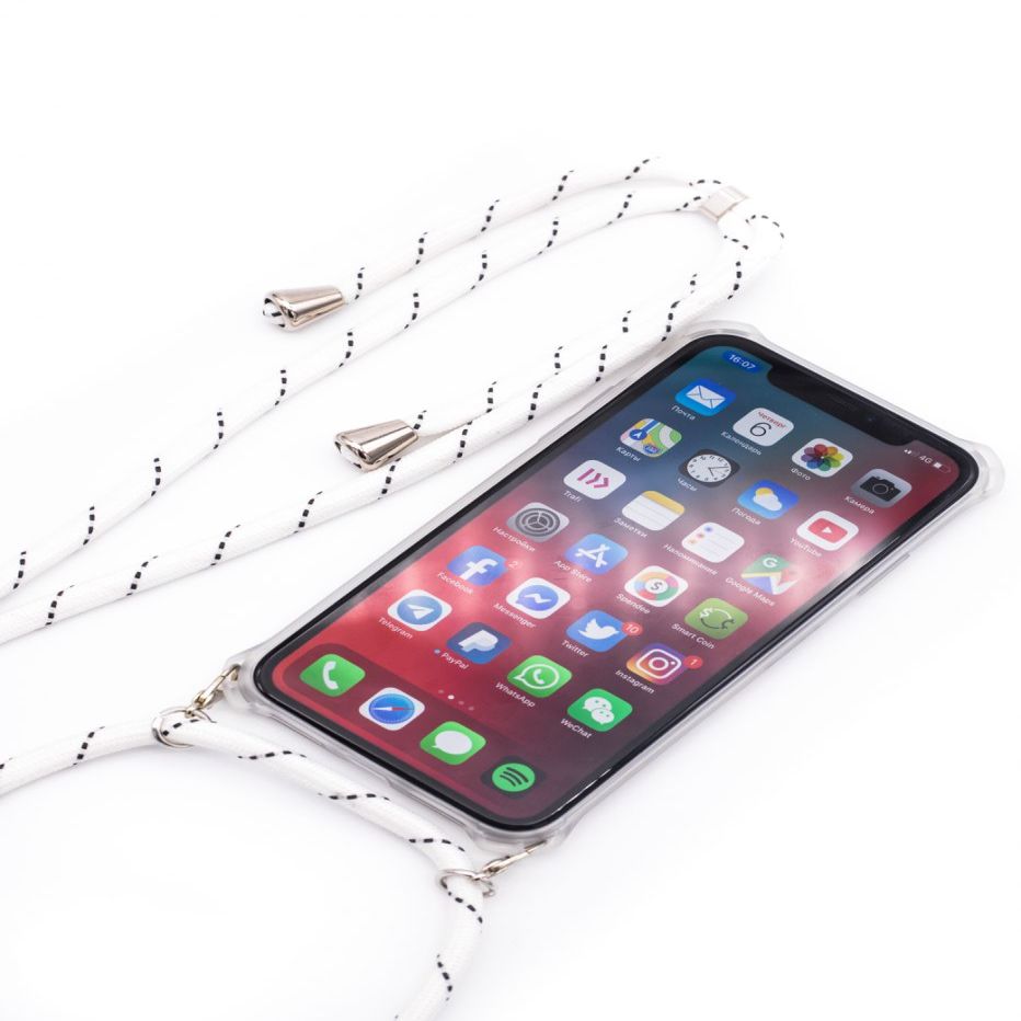 Tagakaaned Evelatus Samsung A40 Case with rope White Stripes Transparent