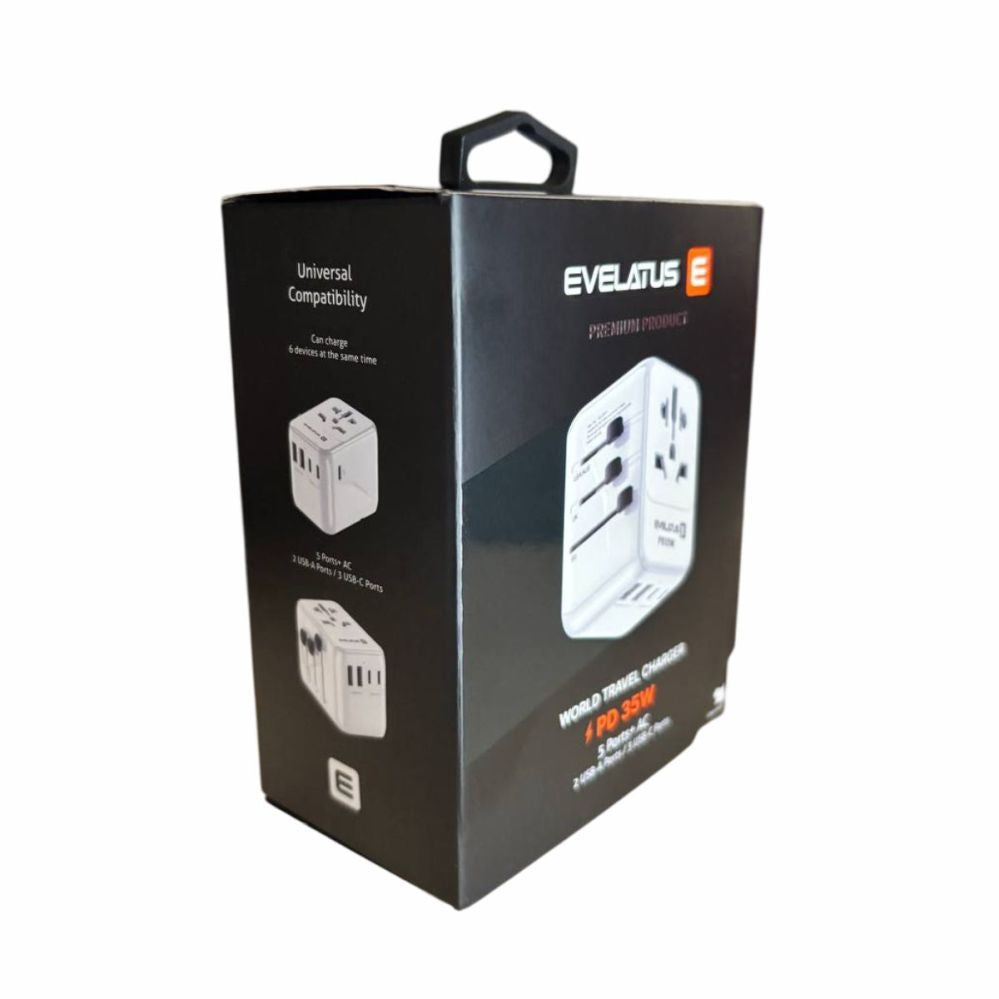 Adaptrid Evelatus  35W World Travel Adapter 1PD & 2 Type-C & 2 USB Charger  09051 White
