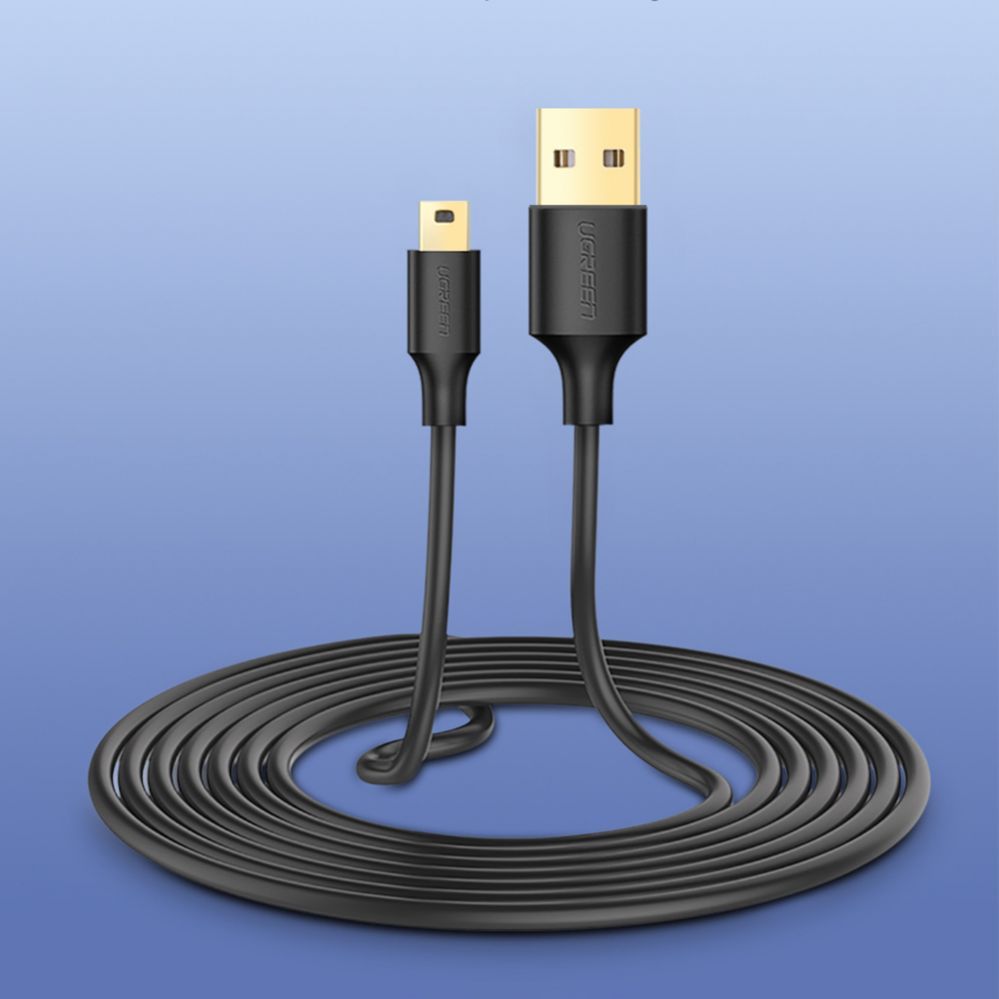 Кабель Ugreen  5 pin gold-plated USB cable - mini USB 0.5m black (US132)
