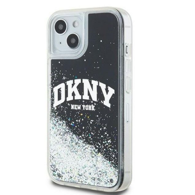 Чехол на заднюю панель DKNY Apple iPhone 15 hardcase Liquid Glitter Big Logo Black