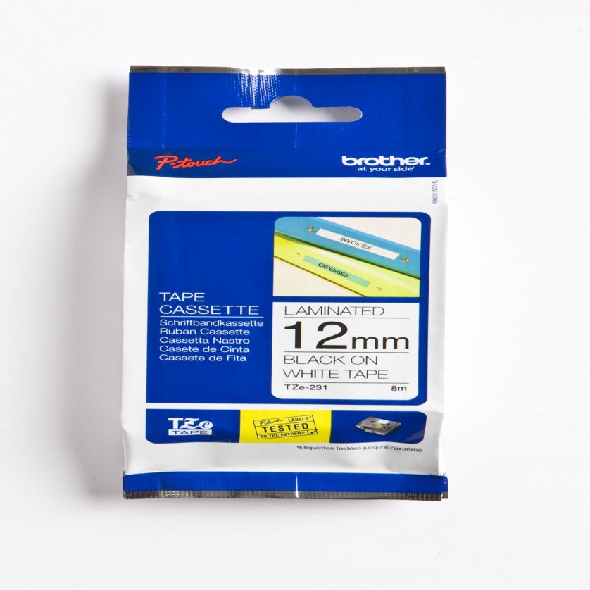 Аксессуары и расходные материалы Brother  TZ-231 Laminated Tape Black on White, TZe, 8 m, 1.2 cm