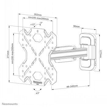 Кронштейн для телевизора NEOMOUNTS BY NEWSTAR  NEOMOUNTS SELECT SCREEN WALL MOUNT (FULL MOTION, 2 PIVOTS, VESA 200X200)