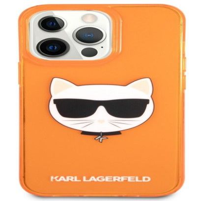 Tagakaaned Karl Lagerfeld Apple iPhone 13 Pro Fluo TPU Choupette Head Case Orange