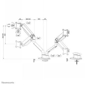 TV bracket NEOMOUNTS BY NEWSTAR  NEOMOUNTS SELECT DESK MOUNT, DOUBLE DISPLAY (TOPFIX CLAMP &GROMMET)
