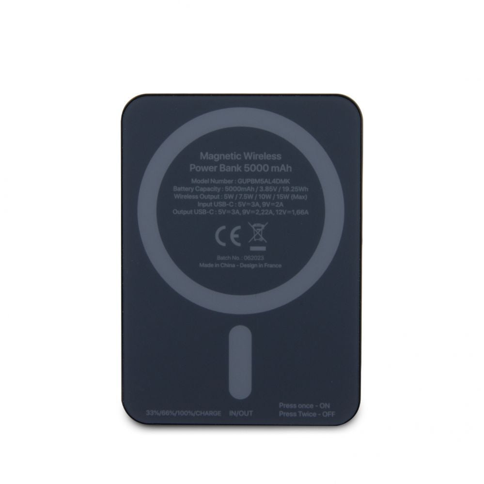 Power bank Guess  Power Bank 5000mAh 15W MagSafe And Regular Charge With Metal Ssript Logo Black
