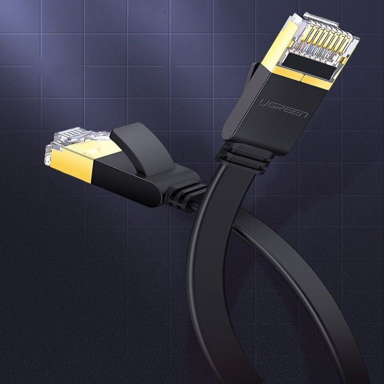Kaabel Ugreen  Ugreen Flat Cable Internet Network Cable Ethernet Patchcord RJ45 Cat 7 STP LAN 10 Gbps 10m Black (NW106 11265)