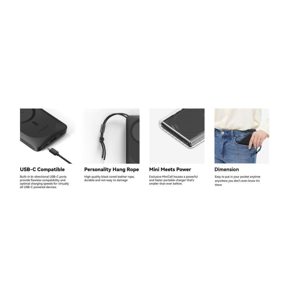 Power bank Veger  Powerbank compatible with Magsafe Veger MagOn (VP1151 / W1151) PD QC3.0 2A 20W with wireless charging 10000 mAh white