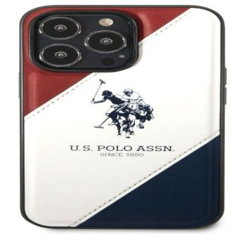 Back panel cover U.S Polo Apple iPhone 14 Pro Leather Double Horse Case White Blue
