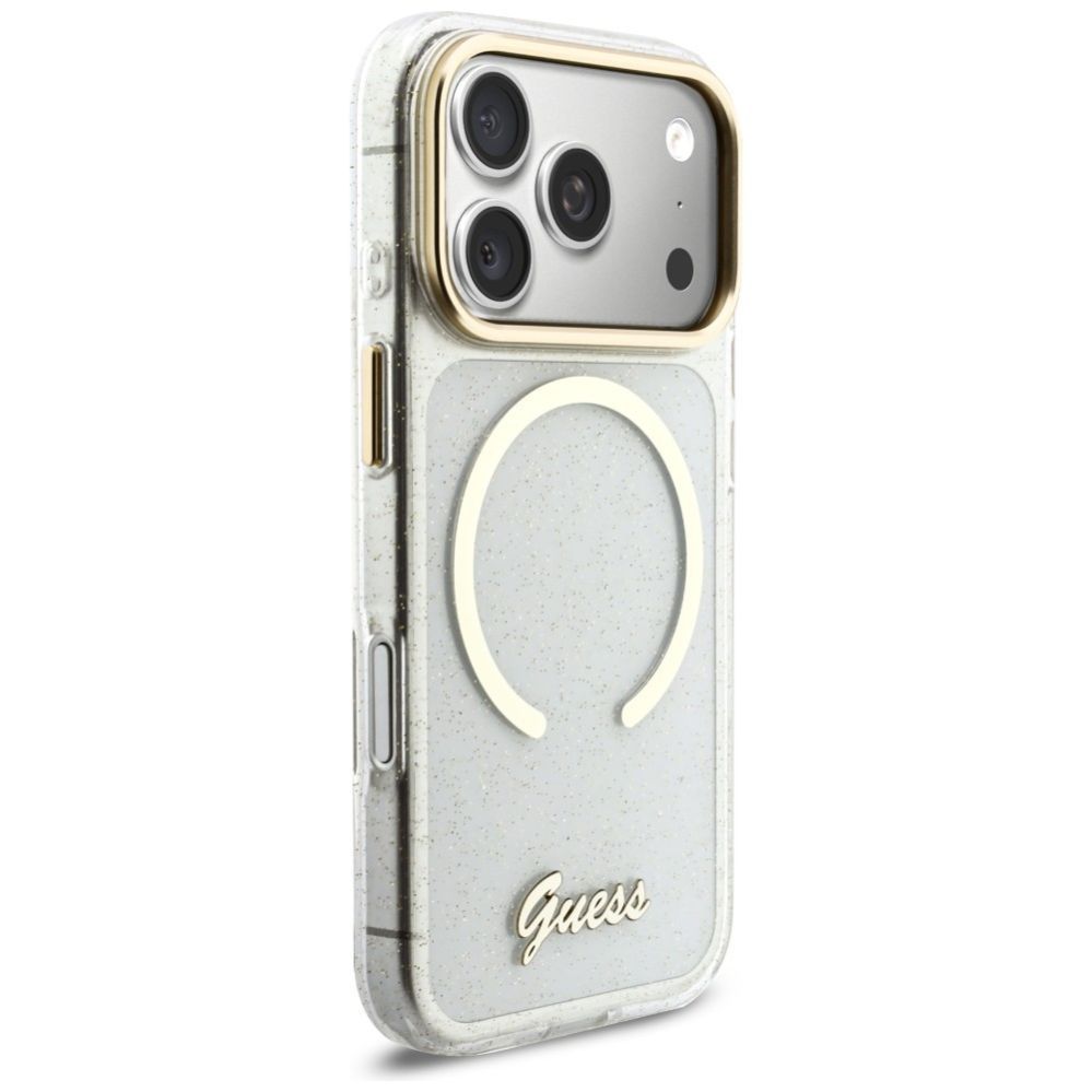 Другие товары Guess  Guess IML Glitters Script Strap MagSafe Case for iPhone 17 Pro - Clear