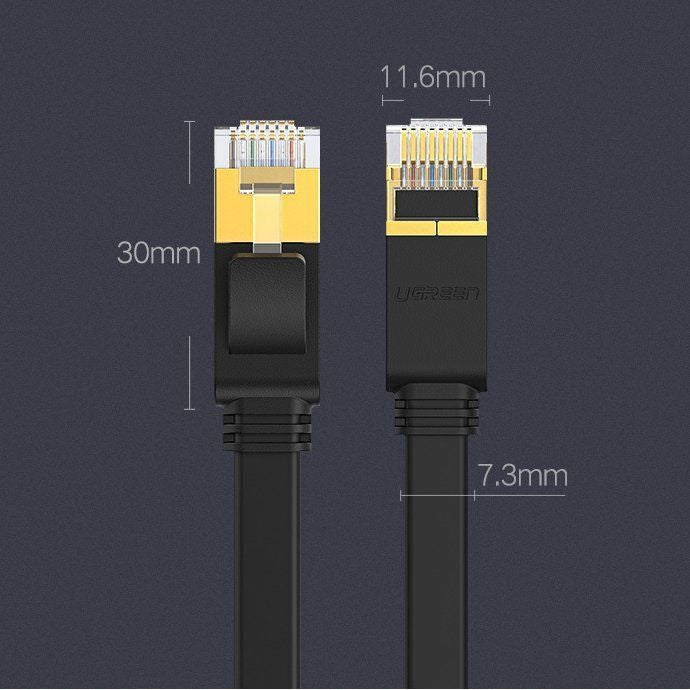 Kaabel Ugreen  Ugreen Flat Cable Internet Network Cable Ethernet Patchcord RJ45 Cat 7 STP LAN 10 Gbps 10m Black (NW106 11265)