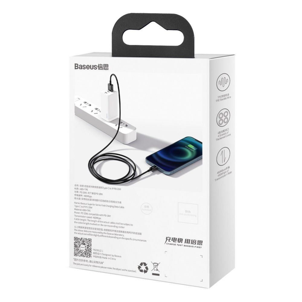 Kaabel Baseus  Baseus Superior USB - Lightning fast charging data cable 2,4 A 1 m black (CALYS-A01)