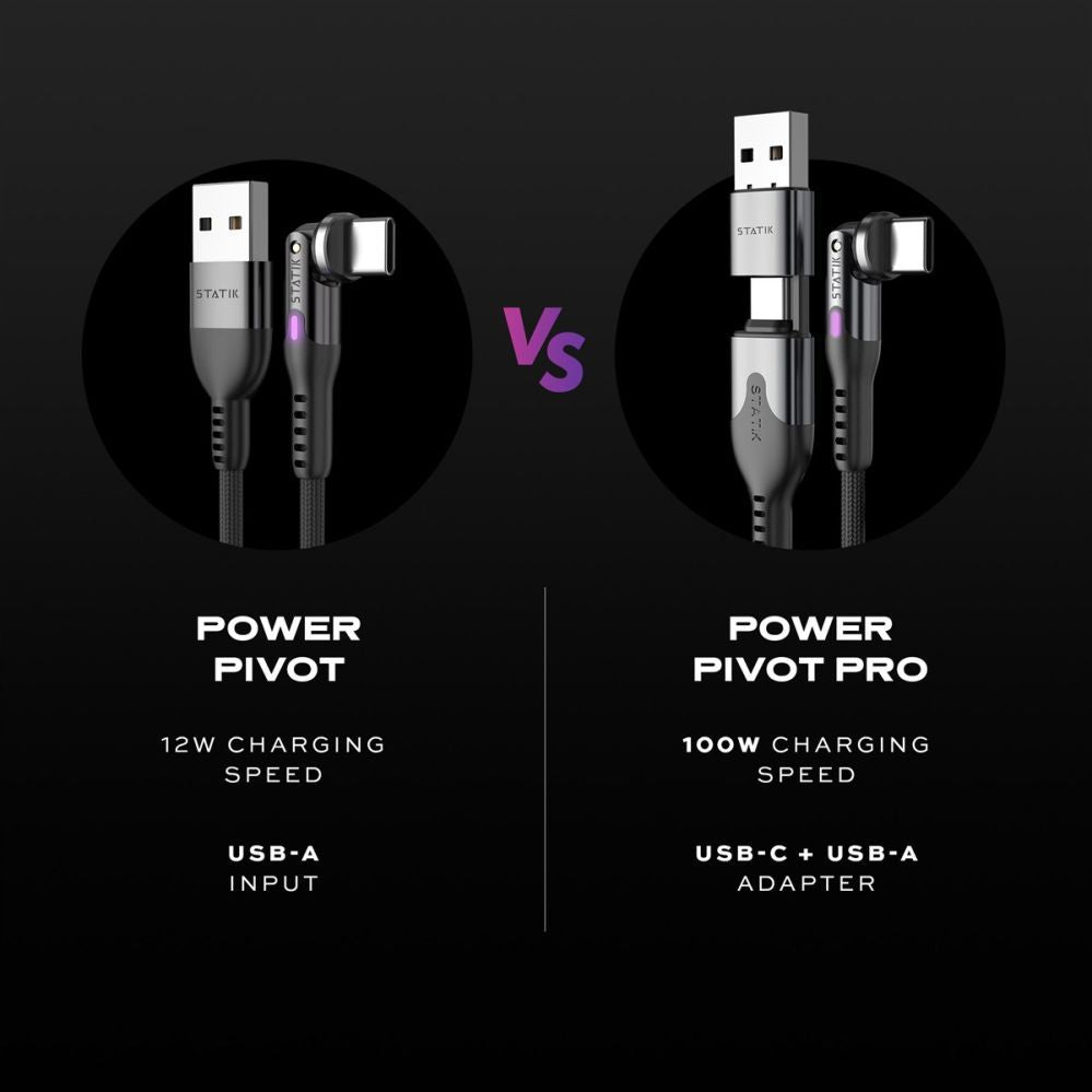 Кабель statik  STATIK PowerPivot Pro Nylon Braided Cabel, USB-C to USB-C, 1m, Black