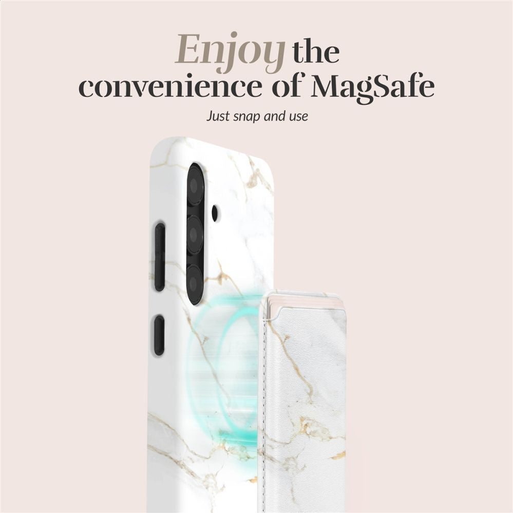 Tagakaaned Mio  MIO White Marble Magsafe Case Compatible Card Holder