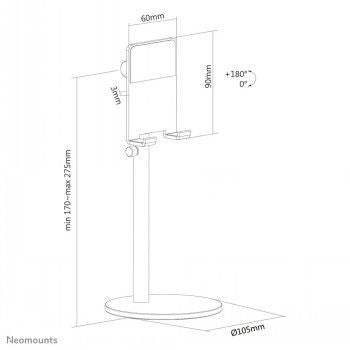 TV bracket NEOMOUNTS BY NEWSTAR  NEWSTAR PHONE DESK STAND (SUITED FOR PHONES UP TO 10"), SILVER