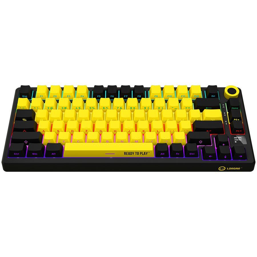 Computer keyboard LORGAR  LORGAR KBP7075W, Wireless 75% Mechanical Gaming Keyboard Pro, Black/yellow, EN layout