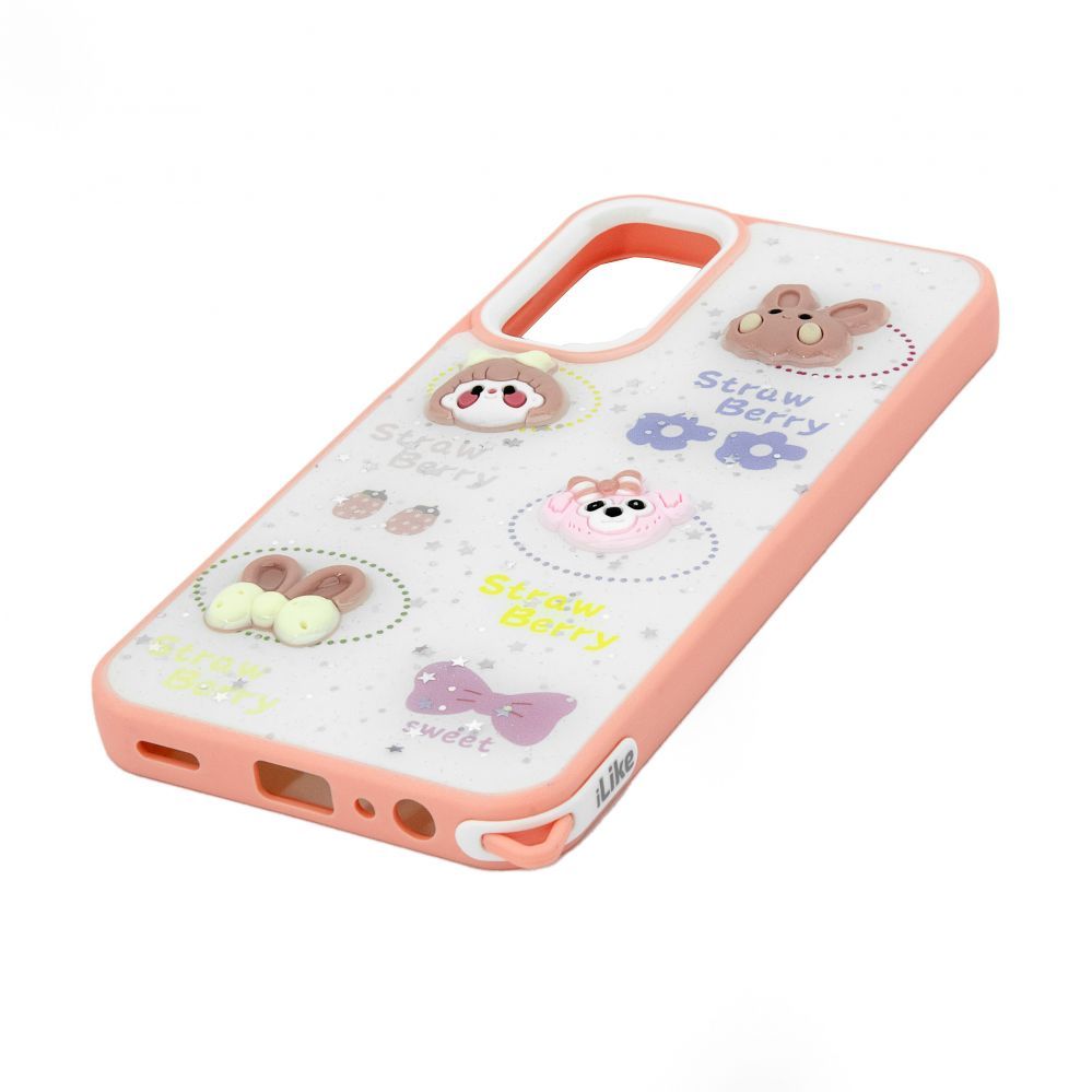 Tagakaaned iLike Samsung Galaxy A15 EPOXY CARTOON COVER White Pink